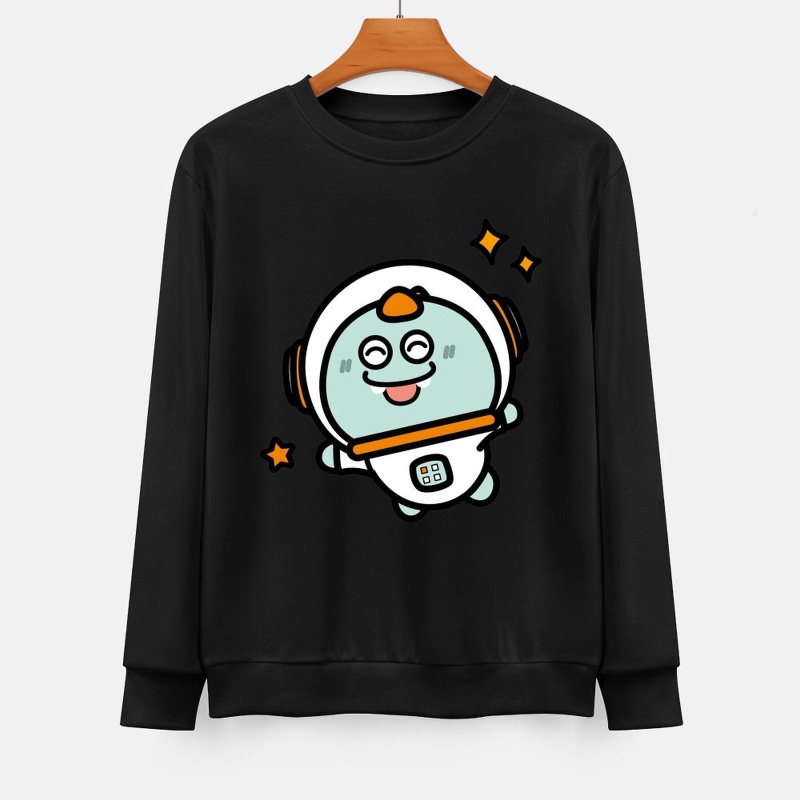 Front Patterned Long Sleeve TopRelaxFit Crew Neck